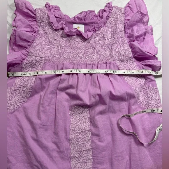 J. Marie Lavender Flutter Sleeve Embroidered Blouse - Picture 6 of 7